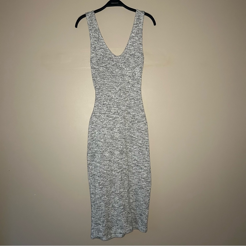 Forever 21 Marled Gray Sweater Midi dress Women No Sleeves